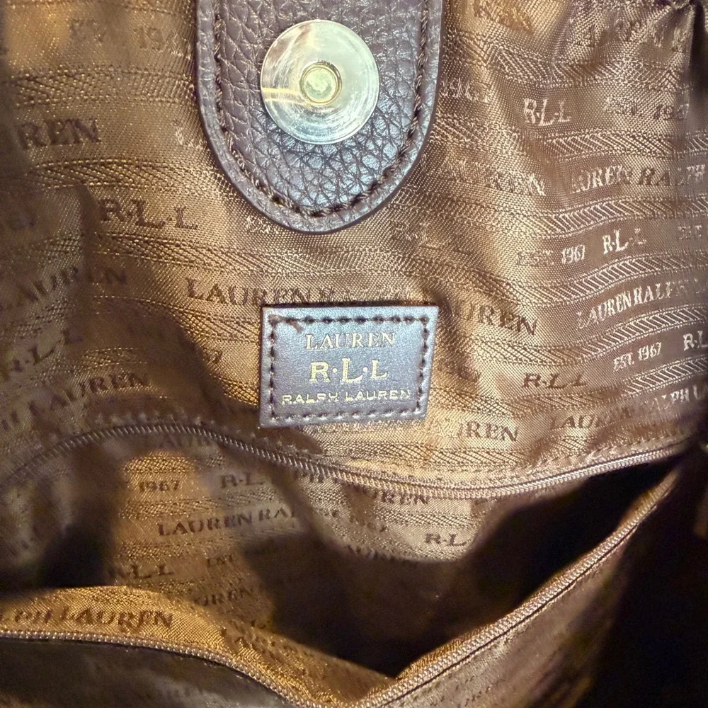 Lauren Ralph Lauren Brown Crochet Paper Straw Hobo Shoulder Bag Tote Large - Picture 5 of 13